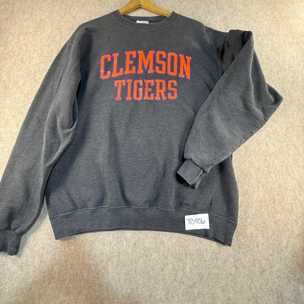 Champion Clemson Tigers Sweatshirt‎ Mens L Gray Eco Authentic Crewneck Paw Logo